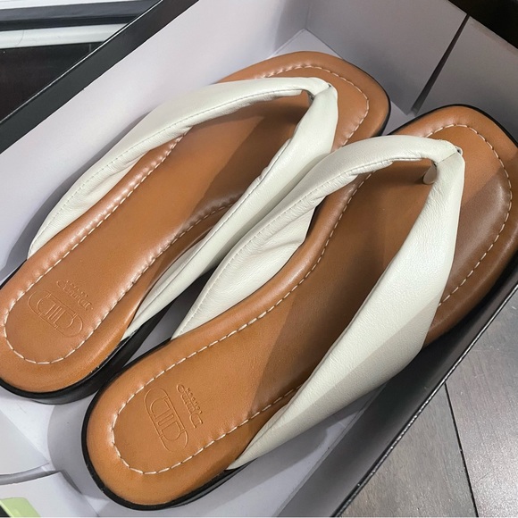 Dune London Leather Longisland White Sandals - Picture 8 of 9